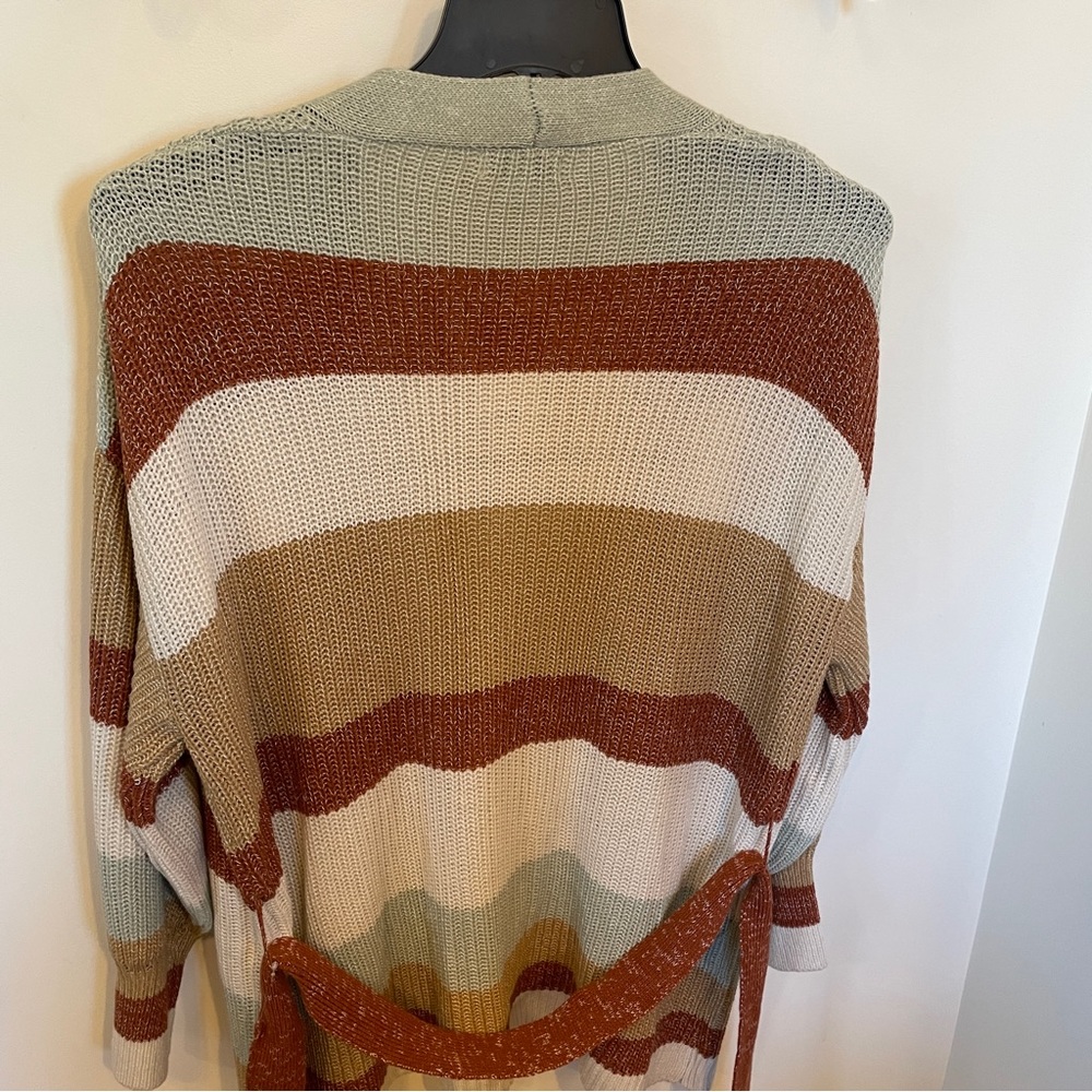 Women's Large Colorblock Long Sleeve Sweater Open Front Cardigan Nine West $50 - Picture 6 of 10